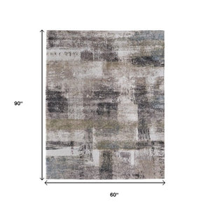 Homeroots 10' Stylish Abstract Distressed Area Rug - Durable, Stain Resistant, Perfect For Pets & Kids Spaces Gray,Taupe,Ivory Polypropylene Blend 617045