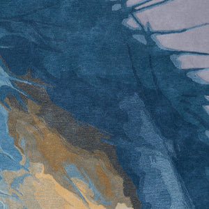 Homeroots 10' Hand-tufted Abstract Area Rug - Unique Artisan Crafted Wool Blend For Stylish Home Décor Blue,Gold,Gray Wool Blend 617046