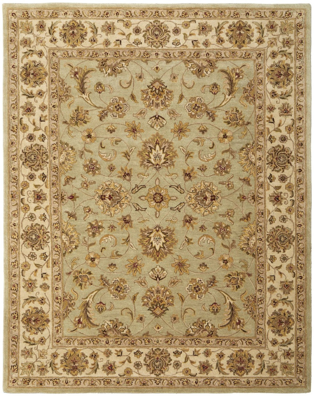 HomeRoots 5' Hand-Tufted Oriental Area Rug in Tan, Brown & Green - Elegant Design for Cozy Living Spaces 617047