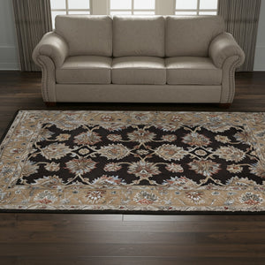 Homeroots 5' X 8' Floral Hand Tufted Area Rug - Unique Wool Blend For Warmth, Style & Noise Reduction In Your Home Brown,Tan,Orange Wool Blend 617050