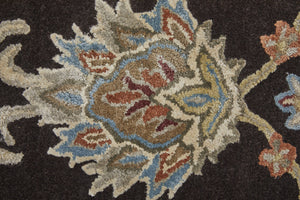 Homeroots 5' X 8' Floral Hand Tufted Area Rug - Unique Wool Blend For Warmth, Style & Noise Reduction In Your Home Brown,Tan,Orange Wool Blend 617050