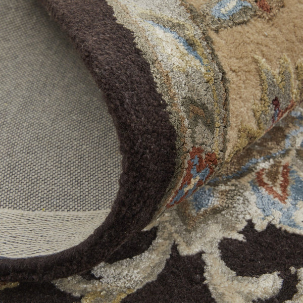 Homeroots 5' X 8' Floral Hand Tufted Area Rug - Unique Wool Blend For Warmth, Style & Noise Reduction In Your Home Brown,Tan,Orange Wool Blend 617050