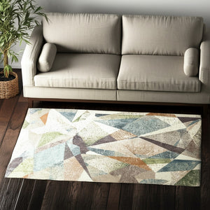 HomeRoots 10' Bold Checkered Area Rug in Ivory, Blue, and Green - Durable, Stylish, and Easy to Maintain 5' X 8' 617051