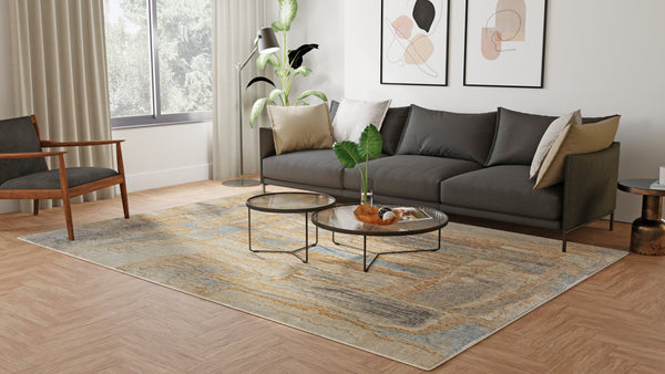 Homeroots 10' X 14' Abstract Distressed Area Rug - Stain Resistant, Premium Wool Blend, Perfect For Family Spaces Tan,Brown,Gray Wool Blend 617052