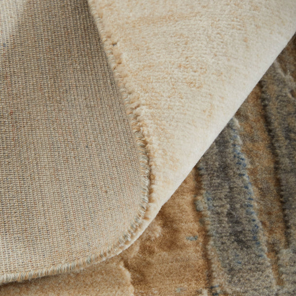 Homeroots 10' X 14' Abstract Distressed Area Rug - Stain Resistant, Premium Wool Blend, Perfect For Family Spaces Tan,Brown,Gray Wool Blend 617052