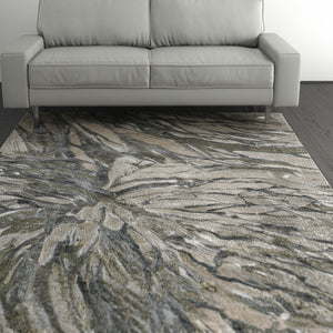 Homeroots 10' Artistic Abstract Area Rug – Stain Resistant, Durable, Boho Style For Cozy Home Decor Gray,Green,Ivory Polypropylene Blend 617053