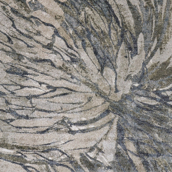 Homeroots 10' Artistic Abstract Area Rug – Stain Resistant, Durable, Boho Style For Cozy Home Decor Gray,Green,Ivory Polypropylene Blend 617053