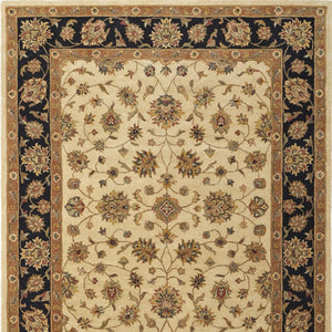 Homeroots 5' Hand Tufted Area Rug – Unique Oriental Design, Stain Resistant, Artisan Crafted For Home Elegance Tan,Brown,Black Wool Blend 617054