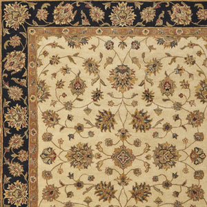 Homeroots 5' Hand Tufted Area Rug – Unique Oriental Design, Stain Resistant, Artisan Crafted For Home Elegance Tan,Brown,Black Wool Blend 617054