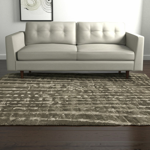 Homeroots 10' Stylish Abstract Area Rug - Durable, Stain Resistant & Perfect For Homes With Kids And Pets! Green,Tan Polypropylene Blend 617055