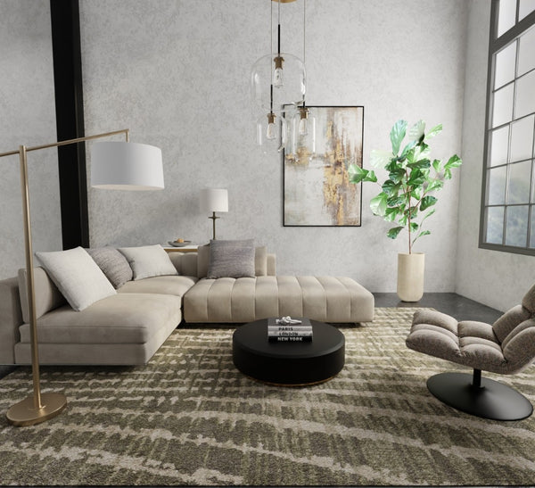 Homeroots 10' Stylish Abstract Area Rug - Durable, Stain Resistant & Perfect For Homes With Kids And Pets! Green,Tan Polypropylene Blend 617055