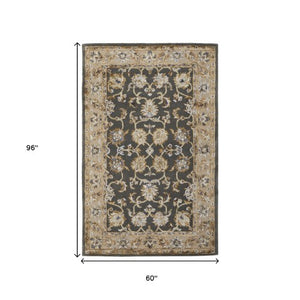 Homeroots 5' X 8' Hand-tufted Floral Area Rug - Artisan-crafted Wool Blend For Cozy, Stylish Home Decor Taupe,Tan,Ivory Wool Blend 617056