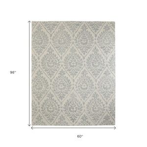 Homeroots 10' Hand Tufted Floral Area Rug - Stain Resistant, Unique Wool Blend Design For Modern Spaces Ivory,Gray Wool Blend 617057