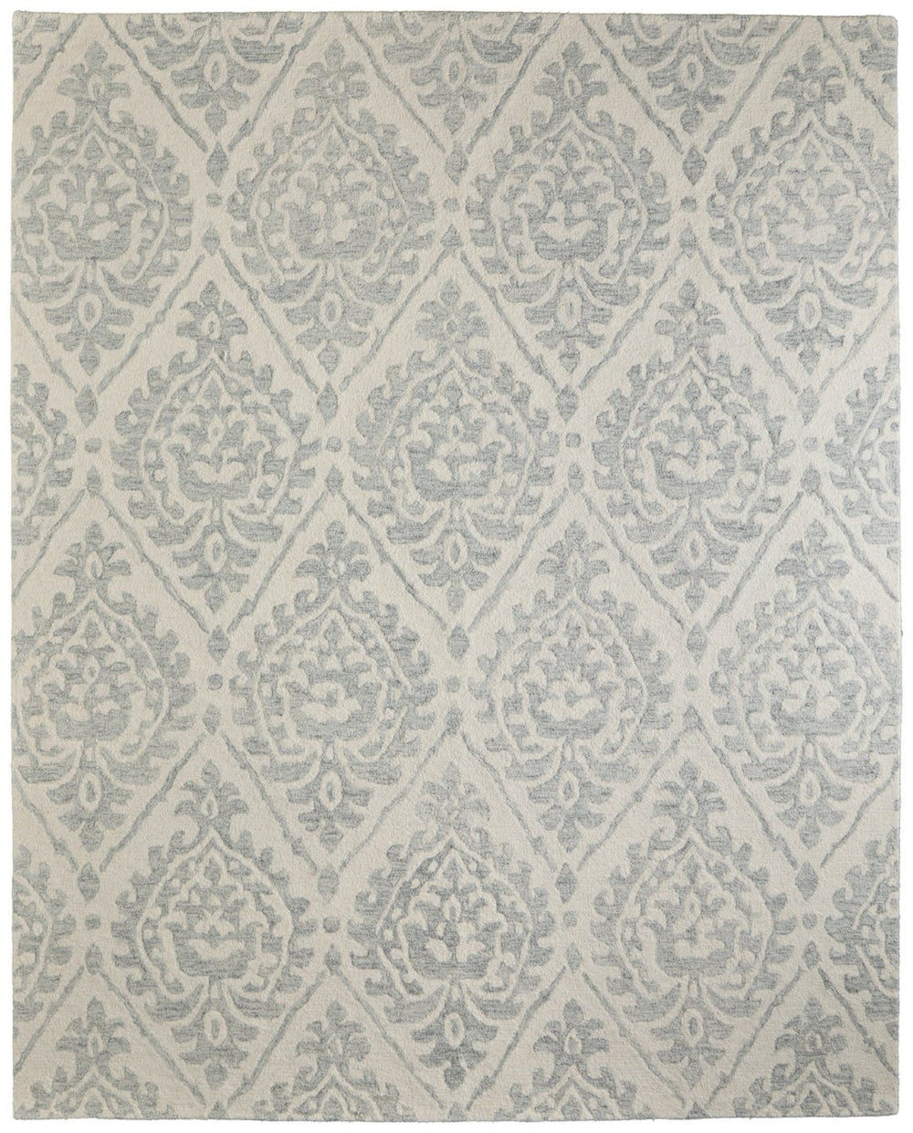 HomeRoots 10' Ivory and Gray Floral Hand-Tufted Area Rug - Timeless Elegance and Durable Comfort for Your Home 5' X 8' 617057
