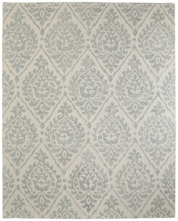 HomeRoots 10' Ivory and Gray Floral Hand-Tufted Area Rug - Timeless Elegance and Durable Comfort for Your Home 5' X 8' 617057