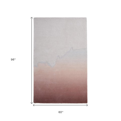 Homeroots 10' X 14' Ombre Hand-tufted Area Rug - Soft, Stain-resistant Wool Blend For Stylish Home Décor Pink,Ivory Wool Blend 617062