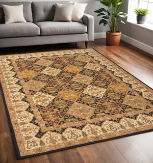 Homeroots 5' Hand Tufted Geometric Area Rug - Stain Resistant Wool Blend For Stylish Comfort & Unique Charm Gold,Tan,Black Wool Blend 617063