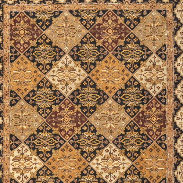 Homeroots 5' Hand Tufted Geometric Area Rug - Stain Resistant Wool Blend For Stylish Comfort & Unique Charm Gold,Tan,Black Wool Blend 617063