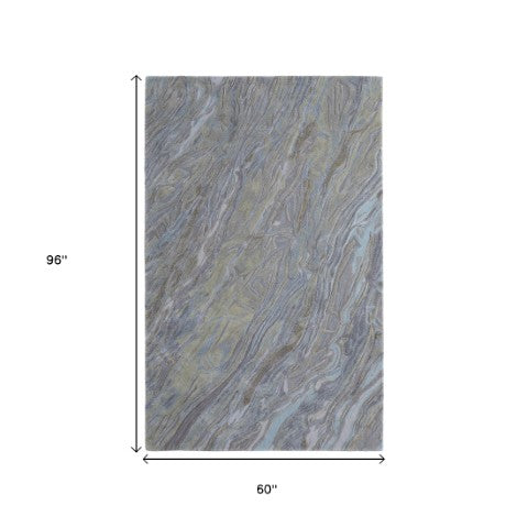 Homeroots 10' Hand-tufted Abstract Area Rug – Unique Artisan Craftsmanship For Cozy, Stylish Home Décor Blue,Green,Gray Wool Blend 617064