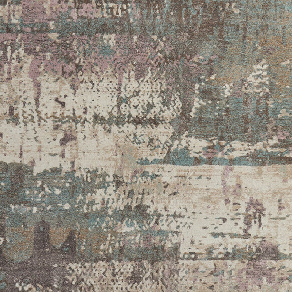 Homeroots 10' X 13' Abstract Distressed Area Rug - Durable, Stain Resistant, Perfect For Homes With Kids & Pets Ivory,Blue,Purple Polypropylene Blend 617068
