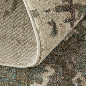 Homeroots 10' X 13' Abstract Distressed Area Rug - Durable, Stain Resistant, Perfect For Homes With Kids & Pets Ivory,Blue,Purple Polypropylene Blend 617068