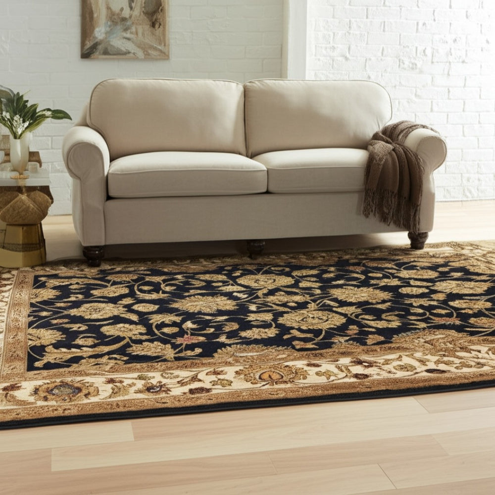 HomeRoots 5' Hand-Tufted Oriental Area Rug with Gold, Black, and Tan Colors - Durable, Elegant Home Decor 5' X 8' 617069