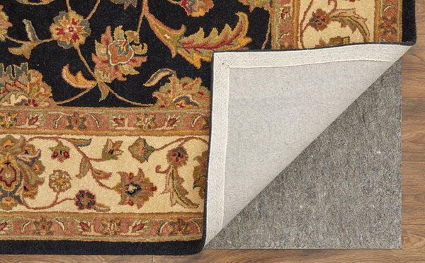 Homeroots 5' Hand-tufted Area Rug - Unique Artisan Design, Stain Resistant, Perfect For Kids & Pets, 5x8 Ft Black,Gold,Tan Wool Blend 617069