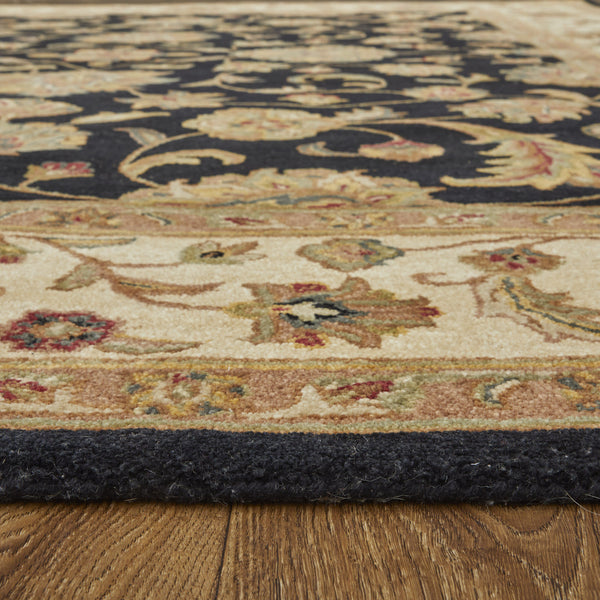 Homeroots 5' Hand-tufted Area Rug - Unique Artisan Design, Stain Resistant, Perfect For Kids & Pets, 5x8 Ft Black,Gold,Tan Wool Blend 617069