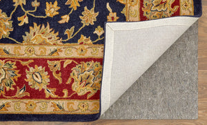 Homeroots 5' Hand Tufted Area Rug – Unique Oriental Design, Stain Resistant, Artisan Crafted For Home Elegance Blue,Red,Gold Wool Blend 617070