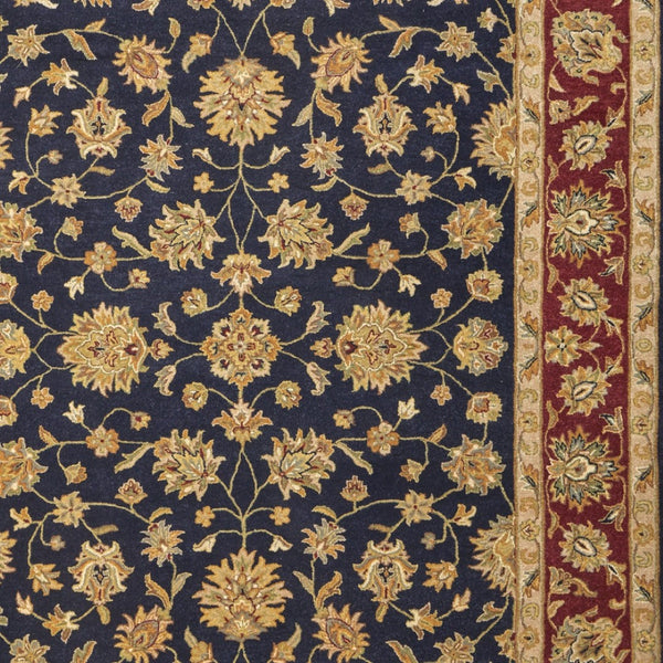 Homeroots 5' Hand Tufted Area Rug – Unique Oriental Design, Stain Resistant, Artisan Crafted For Home Elegance Blue,Red,Gold Wool Blend 617070