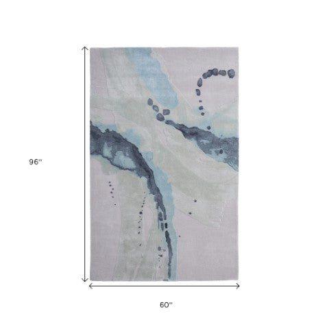 Homeroots 10' Hand-tufted Abstract Area Rug - Unique Artisan Craftsmanship For Stylish Home Décor & Warmth Green,Blue,Ivory Wool Blend 617071