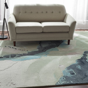 Homeroots 10' Hand-tufted Abstract Area Rug - Unique Artisan Craftsmanship For Stylish Home Décor & Warmth Green,Blue,Ivory Wool Blend 617071