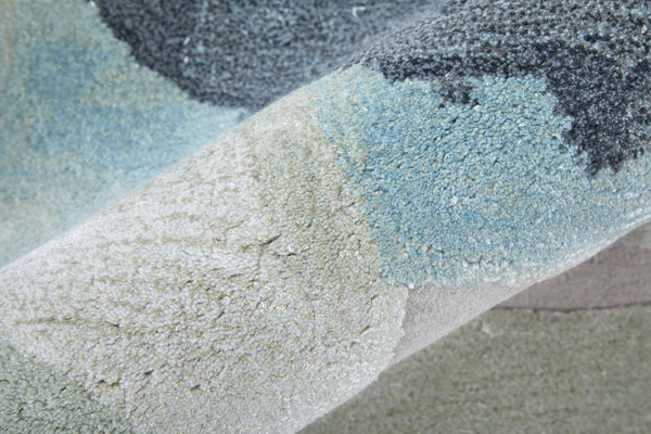 Homeroots 10' Hand-tufted Abstract Area Rug - Unique Artisan Craftsmanship For Stylish Home Décor & Warmth Green,Blue,Ivory Wool Blend 617071