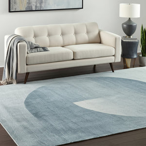 Homeroots 10' X 14' Geometric Hand-tufted Area Rug – Artisan-crafted, Stain Resistant, Perfect For Family Spaces Blue,White Wool Blend 617072
