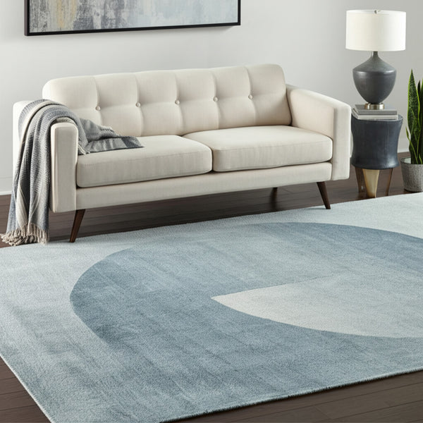 Homeroots 10' X 14' Geometric Hand-tufted Area Rug – Artisan-crafted, Stain Resistant, Perfect For Family Spaces Blue,White Wool Blend 617072