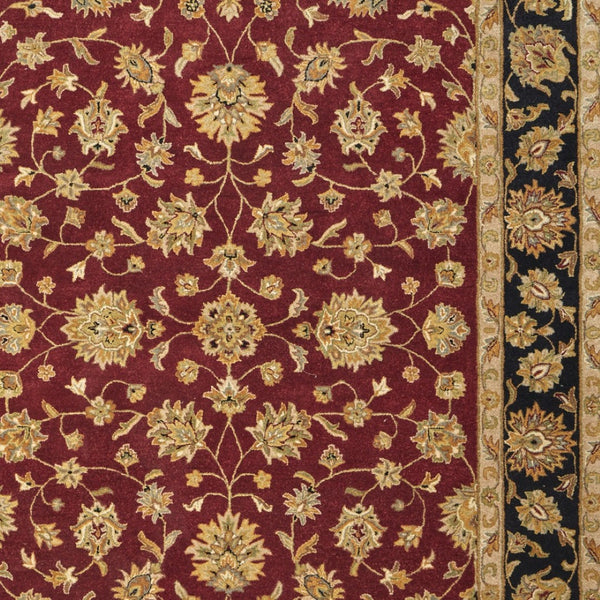 Homeroots 5' Hand Tufted Area Rug – Unique Oriental Design, Stain Resistant, Artisan Crafted For Home Elegance Red,Black,Gold Wool Blend 617073