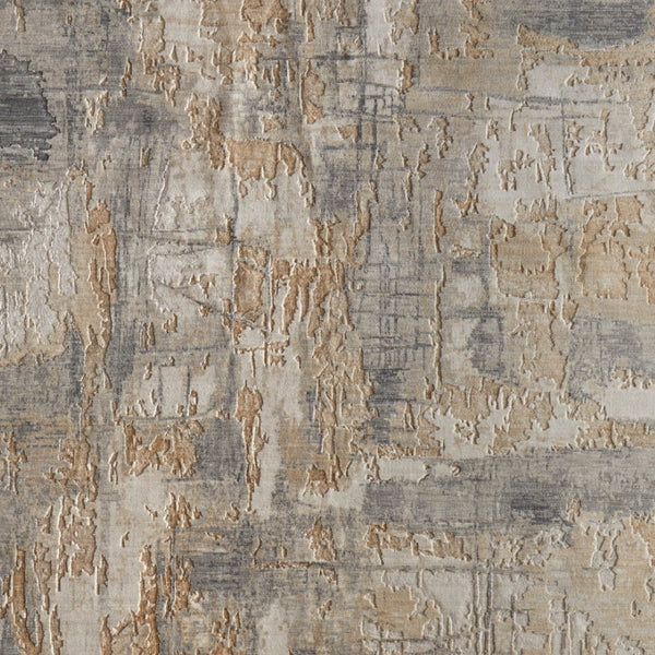 Homeroots 10' X 14' Abstract Distressed Area Rug - Stain Resistant, Premium Wool Blend For Stylish Comfort Gray,Tan,Ivory Wool Blend 617074