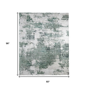 Homeroots 10' Hand Tufted Abstract Area Rug - Unique Artisan Crafted Design For Style And Comfort In Any Room Green,White Wool Blend 617076