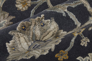 Homeroots 5' X 8' Hand-tufted Floral Area Rug In Bohemian Style – Artisan Crafted Wool Blend For Elegant Warmth Blue,Silver,Gray Wool Blend 617078