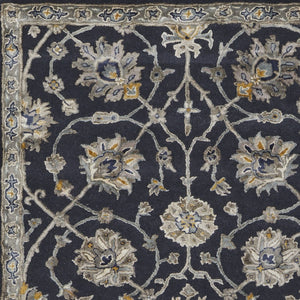 Homeroots 5' X 8' Hand-tufted Floral Area Rug In Bohemian Style – Artisan Crafted Wool Blend For Elegant Warmth Blue,Silver,Gray Wool Blend 617078