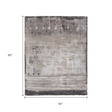 Homeroots 10' X 13' Abstract Distressed Area Rug - Durable, Stain-resistant, Perfect For Homes With Kids & Pets Gray,Ivory,Taupe Polypropylene Blend 617079