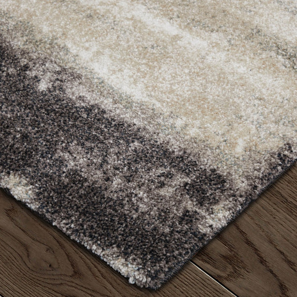 Homeroots 10' X 13' Abstract Distressed Area Rug - Durable, Stain-resistant, Perfect For Homes With Kids & Pets Gray,Ivory,Taupe Polypropylene Blend 617079