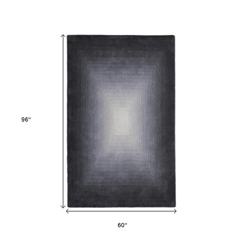 Homeroots 2' X 3' Abstract Hand-tufted Area Rug – Unique Artistry, Stain Resistant, Perfect For Any Space Black,White,Gray Wool Blend 617084