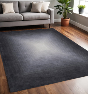 Homeroots 2' X 3' Abstract Hand-tufted Area Rug – Unique Artistry, Stain Resistant, Perfect For Any Space Black,White,Gray Wool Blend 617084