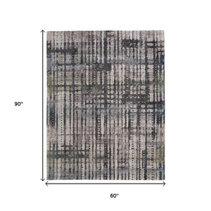 Homeroots 10' Stylish Abstract Distressed Area Rug - Durable, Stain Resistant, Perfect For Homes With Kids & Pets Gray,Black,Ivory Polypropylene Blend 617085