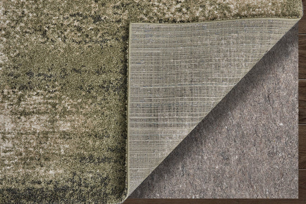 Homeroots 10' Distressed Abstract Area Rug - Durable, Stain-resistant Design For Stylish Home Décor And Comfort Green,Tan Polypropylene Blend 617086