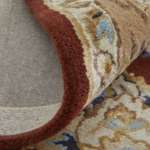 Homeroots 5' X 8' Hand Tufted Oriental Area Rug - Artisan Crafted Wool Blend For Luxurious Home Décor Red,Tan,Ivory Wool Blend 617087