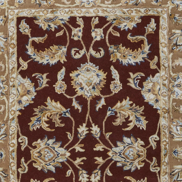 Homeroots 5' X 8' Hand Tufted Oriental Area Rug - Artisan Crafted Wool Blend For Luxurious Home Décor Red,Tan,Ivory Wool Blend 617087