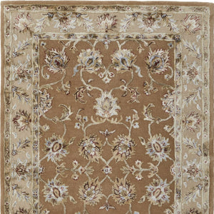 Homeroots 5' X 8' Hand-tufted Floral Area Rug - Artisan-crafted Wool Blend For Cozy, Stylish Home Decor Tan,Ivory Wool Blend 617088