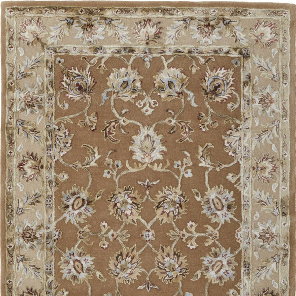Homeroots 5' X 8' Hand-tufted Floral Area Rug - Artisan-crafted Wool Blend For Cozy, Stylish Home Decor Tan,Ivory Wool Blend 617088
